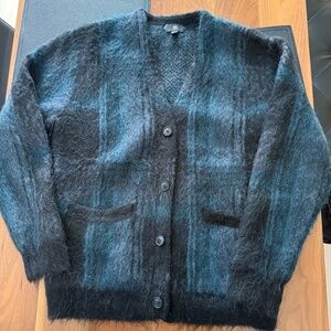 Banana Republic Brushed Plaid Cardigan Medium (NWOT)